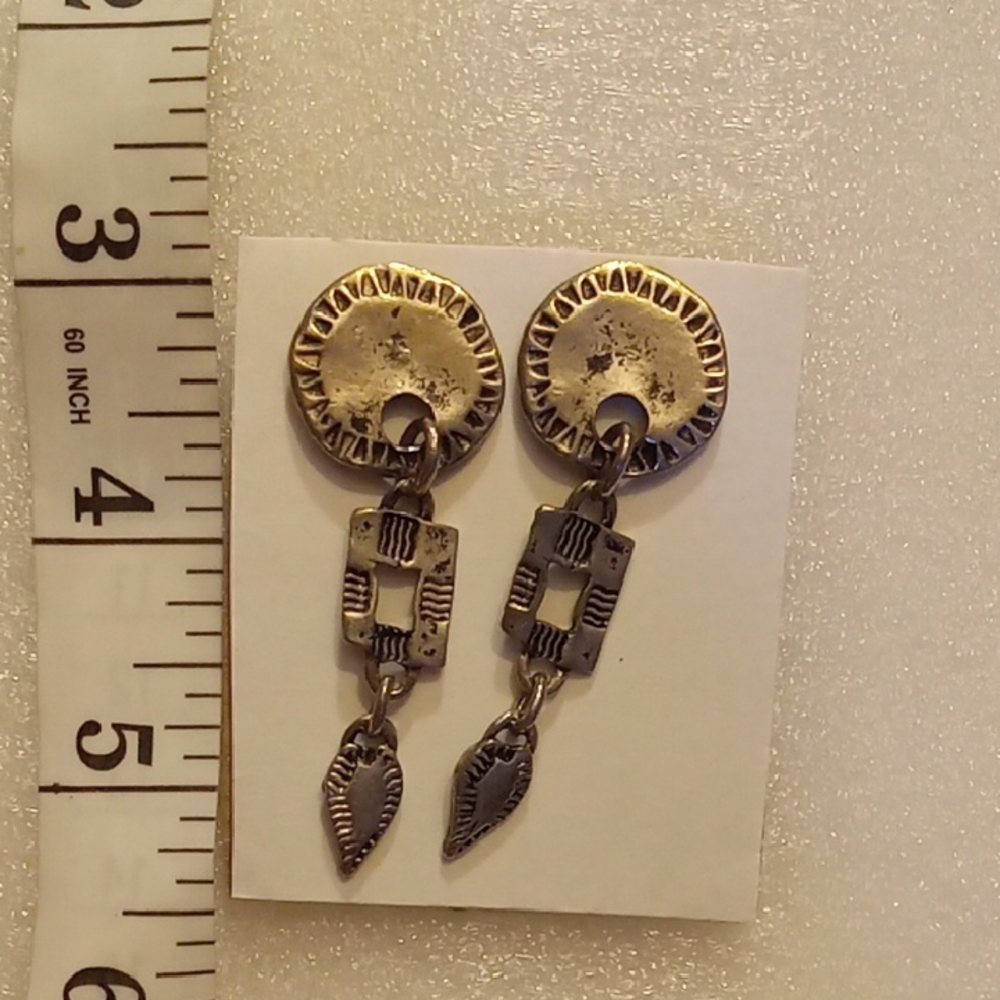 Gold and Silver Dangle Earrings